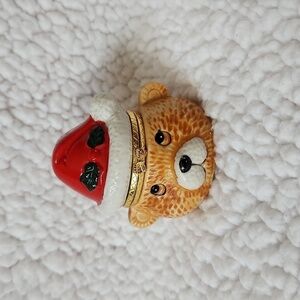 Vintage Christmas teddy bear trinket box
